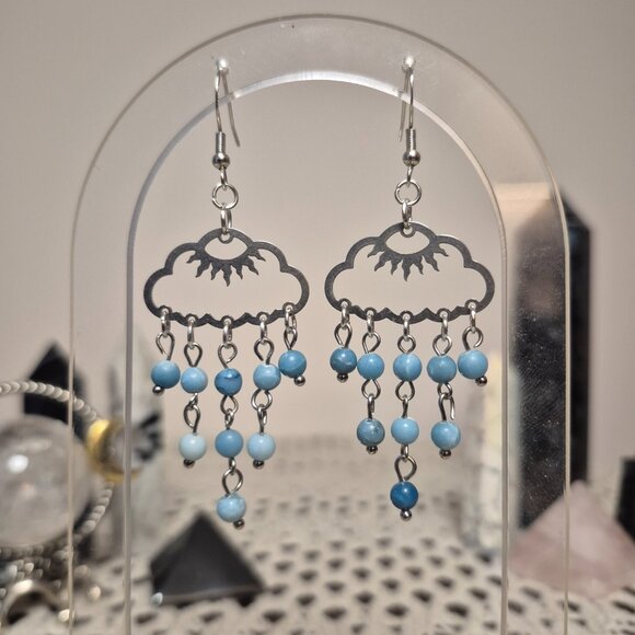 Buckets of Rain Larimar Cloud Earrings - Picture 4 of 6